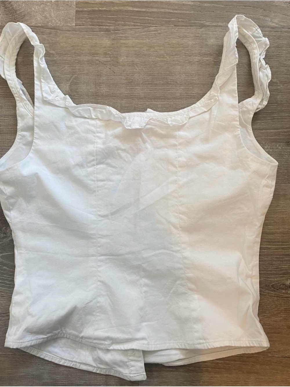 White Ruffled Square-Neck Tank Top - Picture 3 of 3